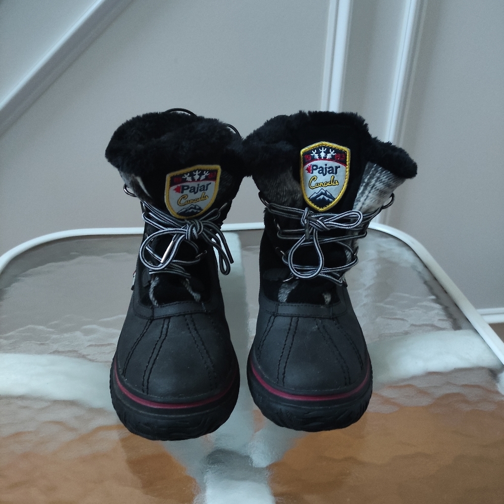 Pajar Black Winter & Rain Boots with Red Trim